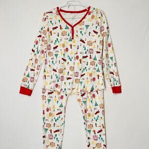 Lauren Conrad 2 Piece Pajama Set Womens Large Christmas Tree Knit Joggers